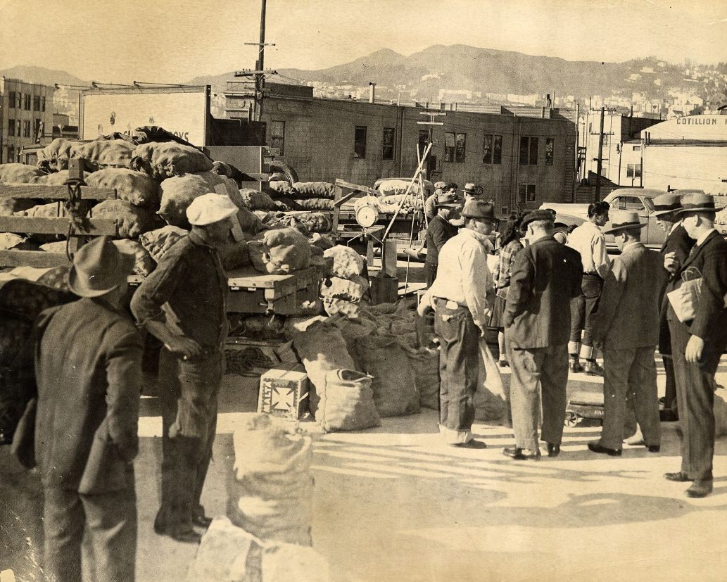 #80 Delivery trucks at a produce market in San Francisco, 1944