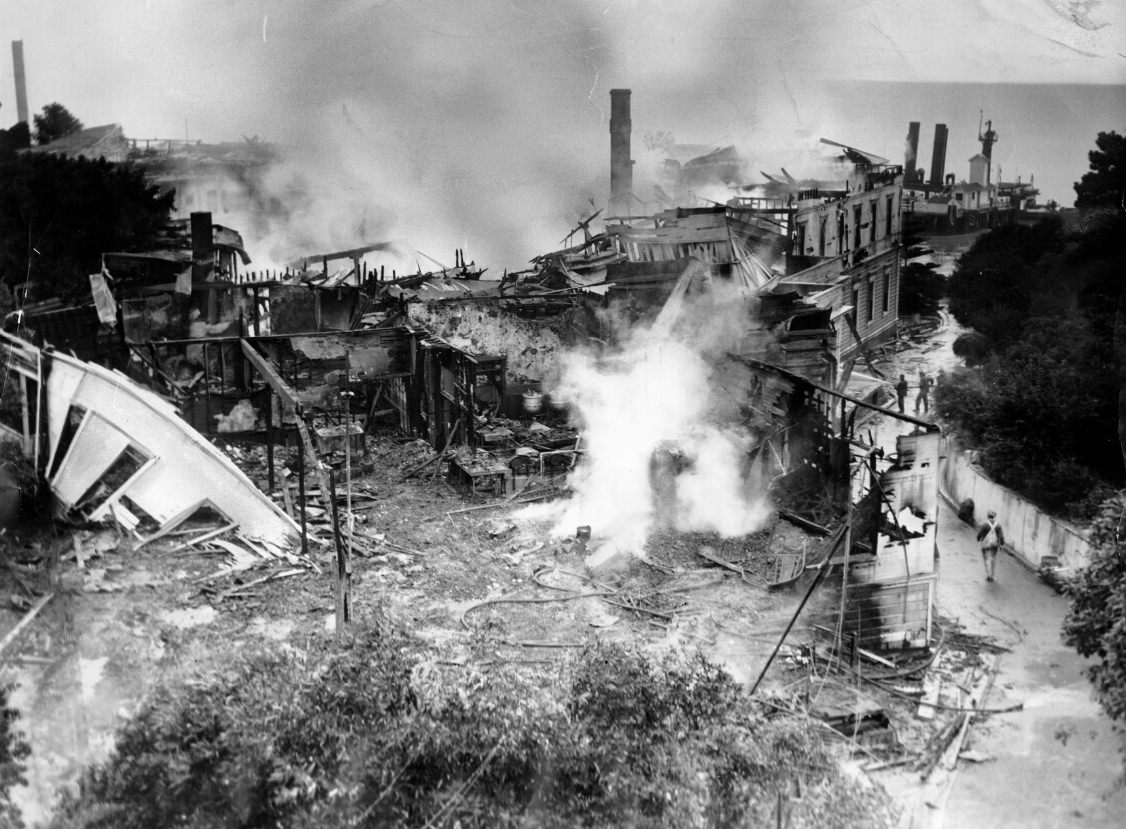 #83 Burned wreckage of Angel Island Administration Building, 1940