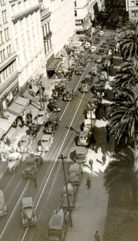 #84 Post Street looking toward Stockton from Powell, 1940