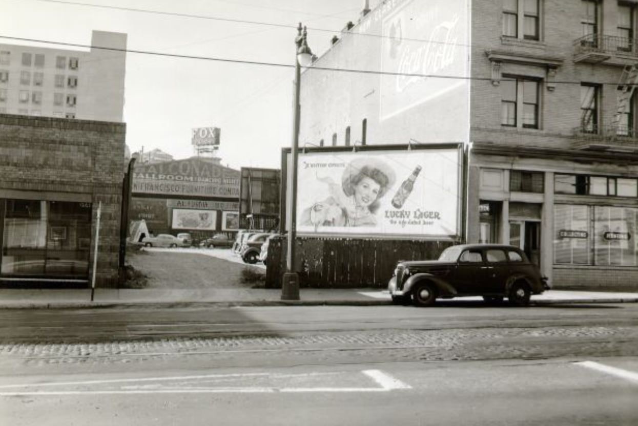 #155 Billboard for Lucky Lager beer on Mission Street, 1945