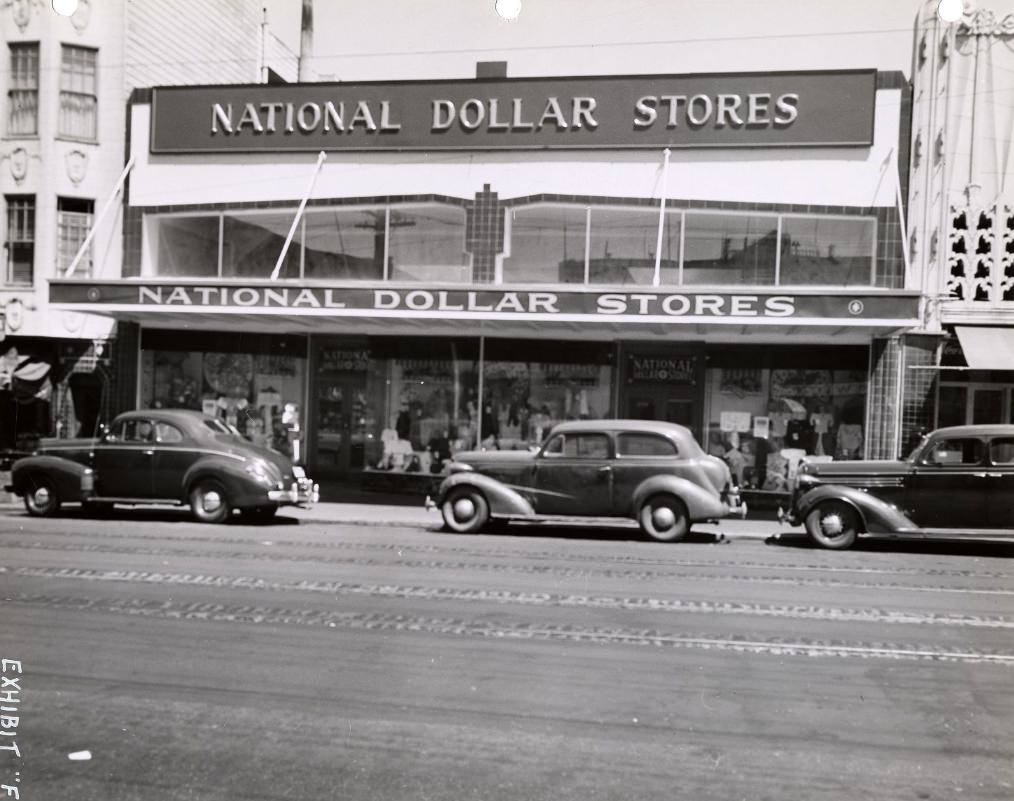 #156 Exterior of National Dollar Stores on Chestnut Street, 1945