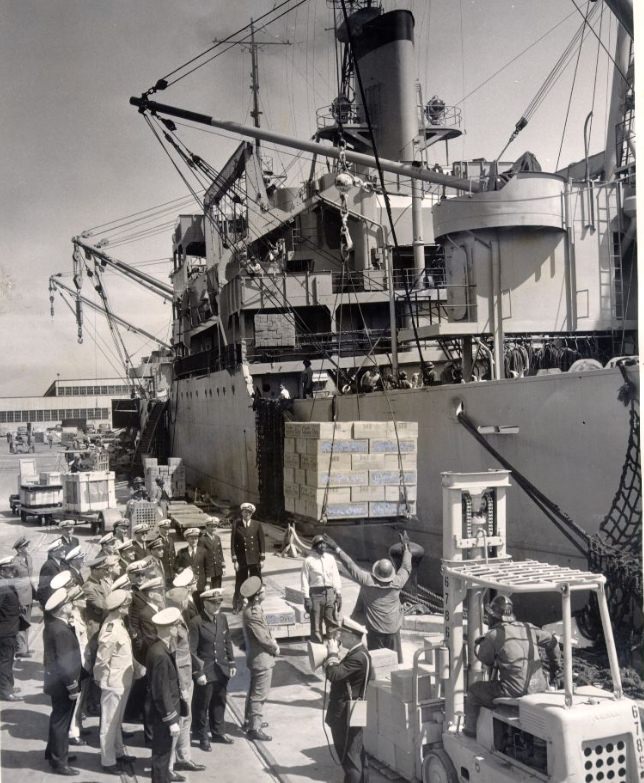 #164 Cargo Handling School officers at the Naval Supply Center in Oakland, 1948