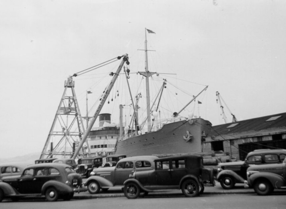 #186 Ship docked at a San Francisco pier, 1940s