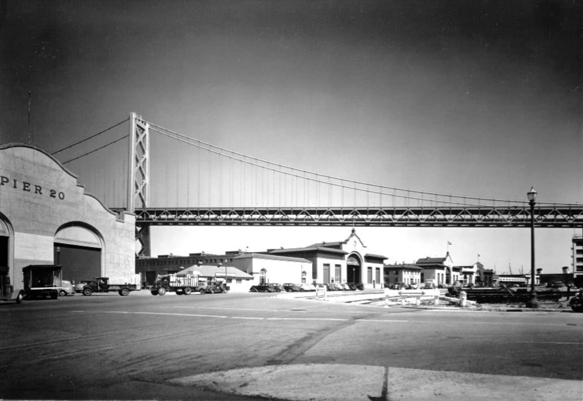 #192 View of Bay Bridge from the Embarcadero, 1940s