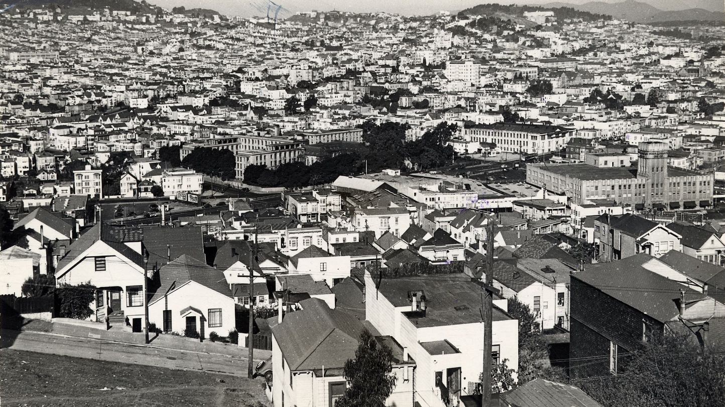 #204 West slope of Bernal Heights looking across the outer Mission District, 1945