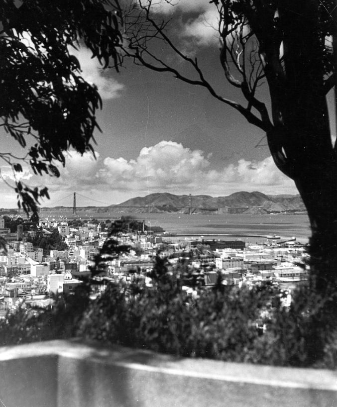 #69 View of the Golden Gate Bridge from Telegraph Hill, 1940s
