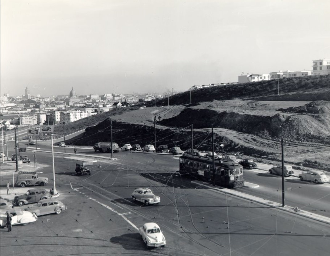 #87 View of Geary Boulevard at Presidio Avenue facing southeast, 1948