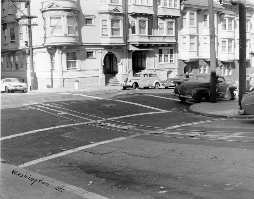 #13 The intersection of Hyde and Washington Streets, 1955.