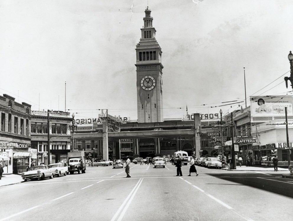 #152 View of the Ferry Building from Market Street, 1958.