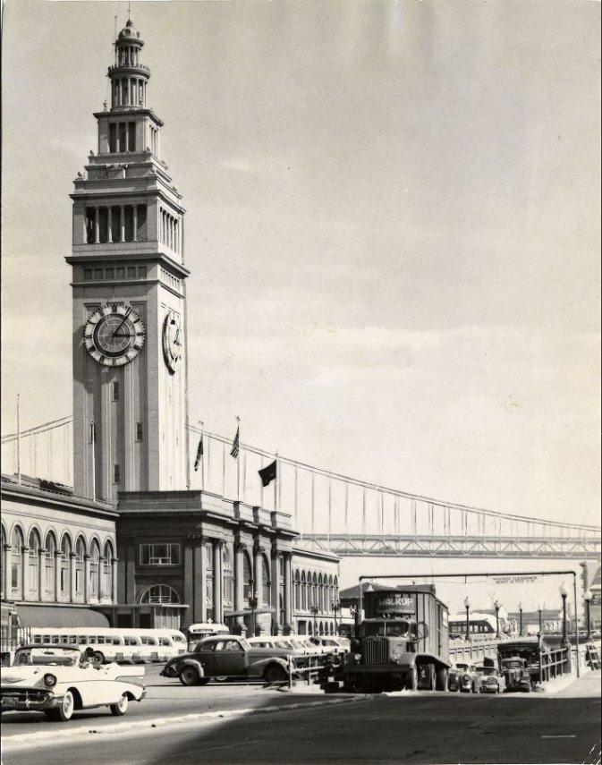 #179 View of the Embarcadero subway in front of the Ferry Building, 1957.