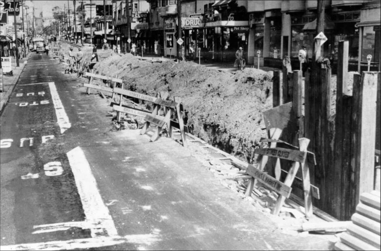 #182 Chestnut Street during track removal project, 1955.