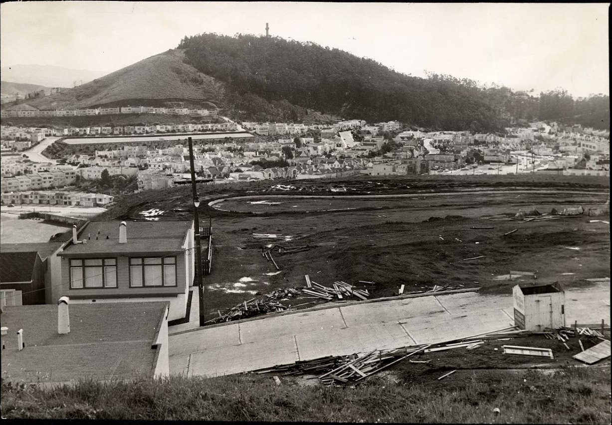 #189 View of Mount Davidson from Twin Peaks, 1954.