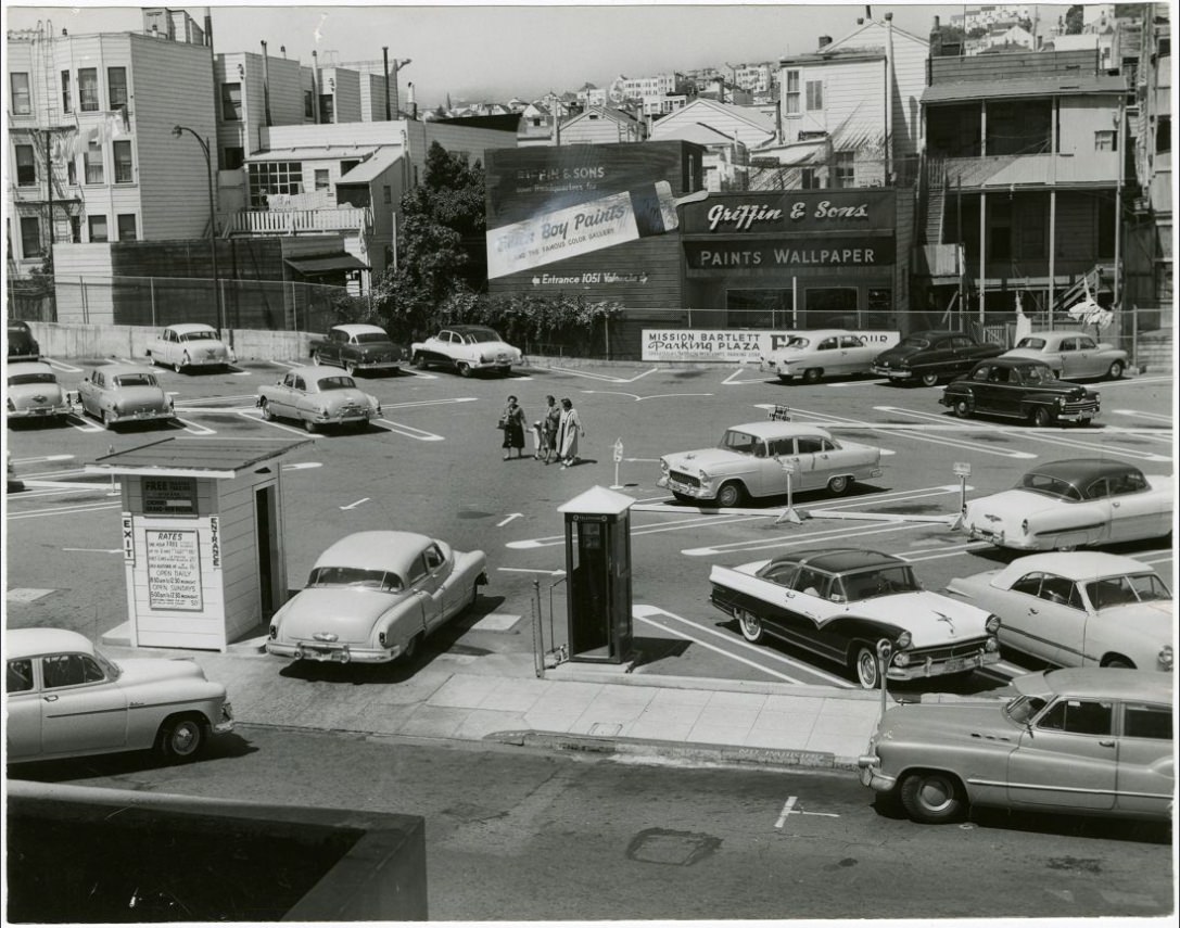 #194 Mission-Bartlett Parking Plaza, circa 1957.