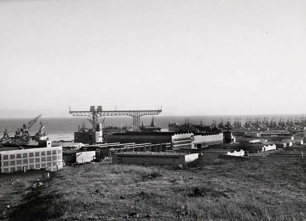#260 The Hunters Point Naval Shipyard featuring the world’s largest crane, circa 1957.