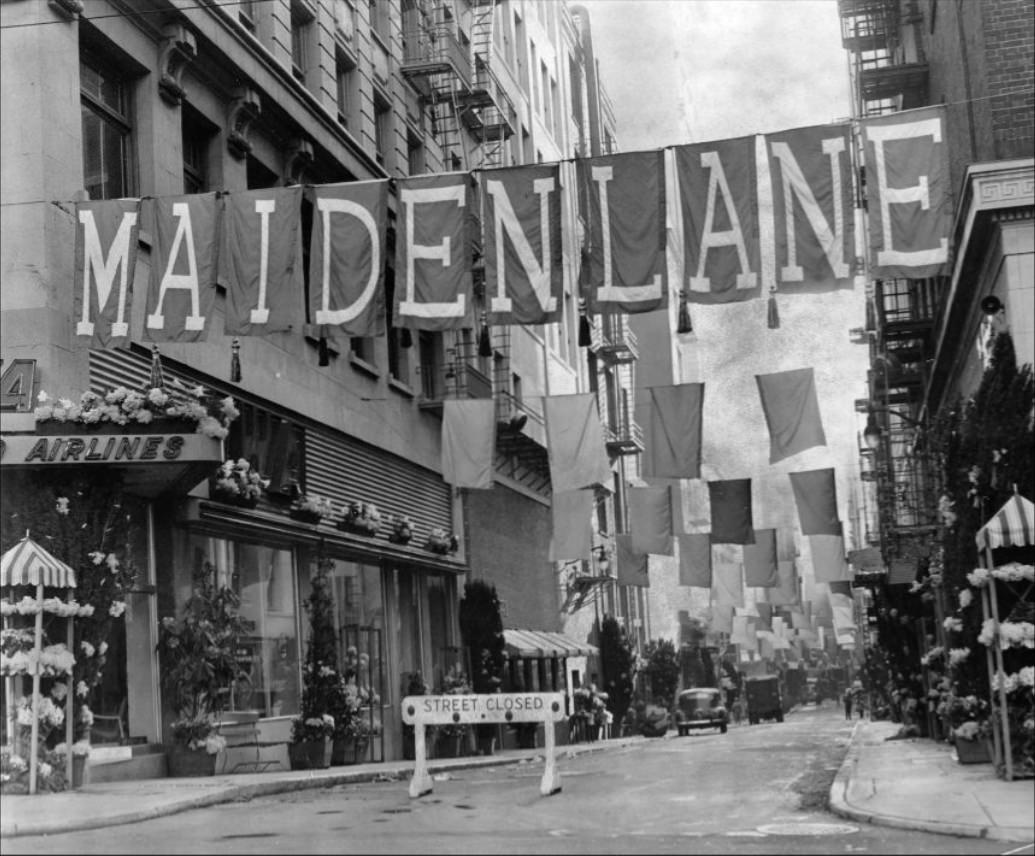 #237 Maiden Lane at dawn during the annual Spring Festival, 1952.