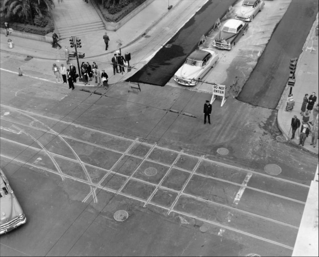 #250 Stockton-Geary crossing from southeast corner, 1955.