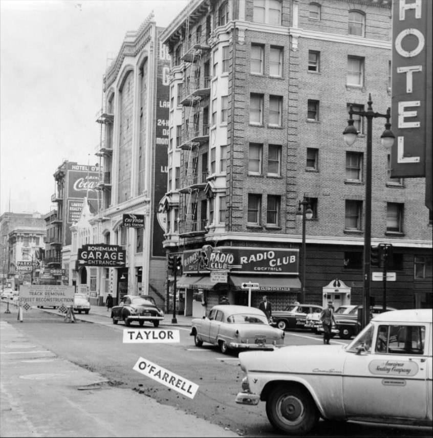 #258 Southeast corner of Taylor and O’Farrell streets, 1955.