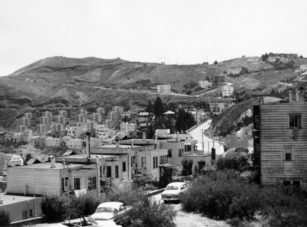 #53 Twin Peaks from the summit of Mt. Olympus, circa 1950s.