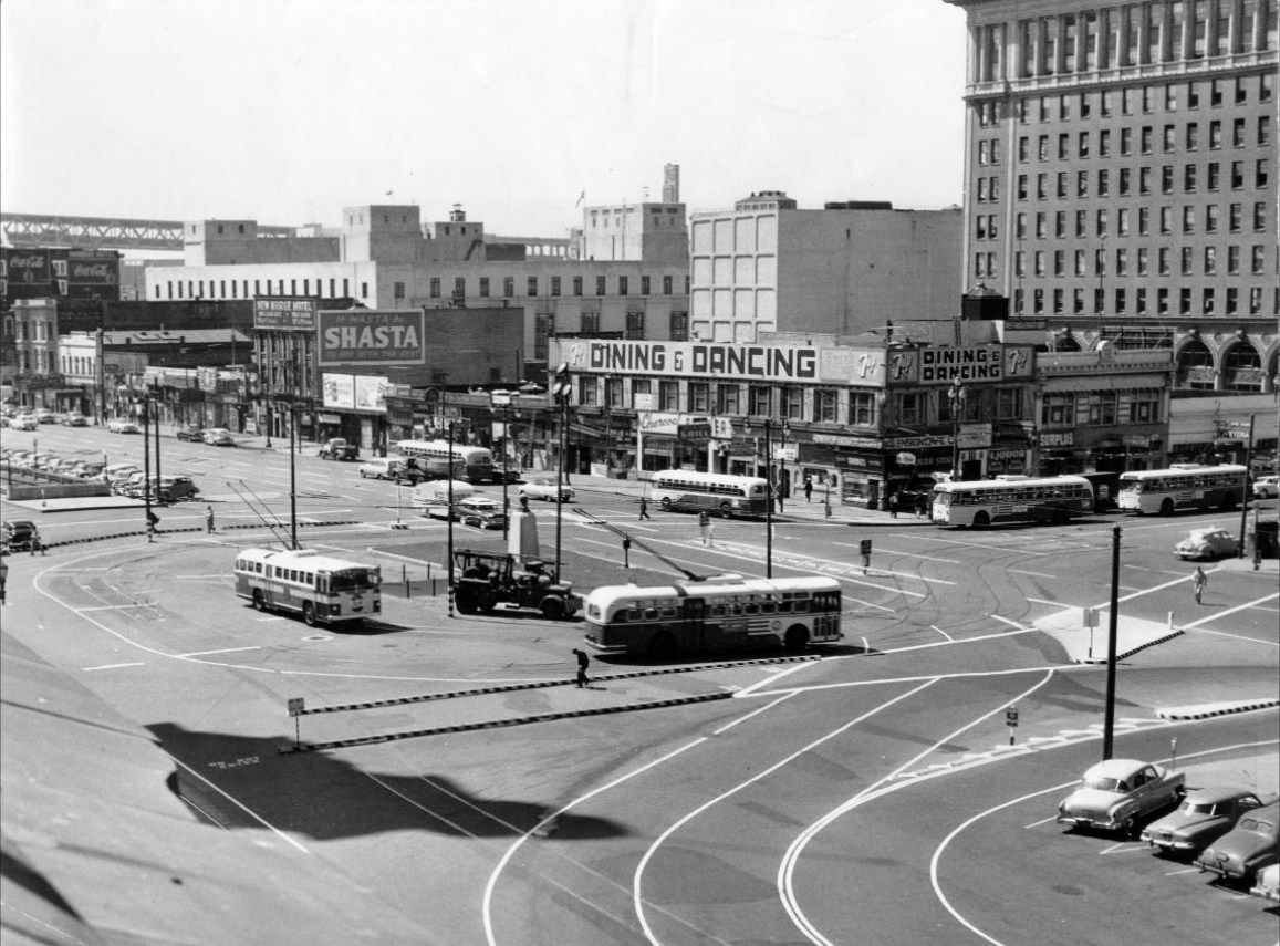 #66 Embarcadero and Market, looking south, 1954.