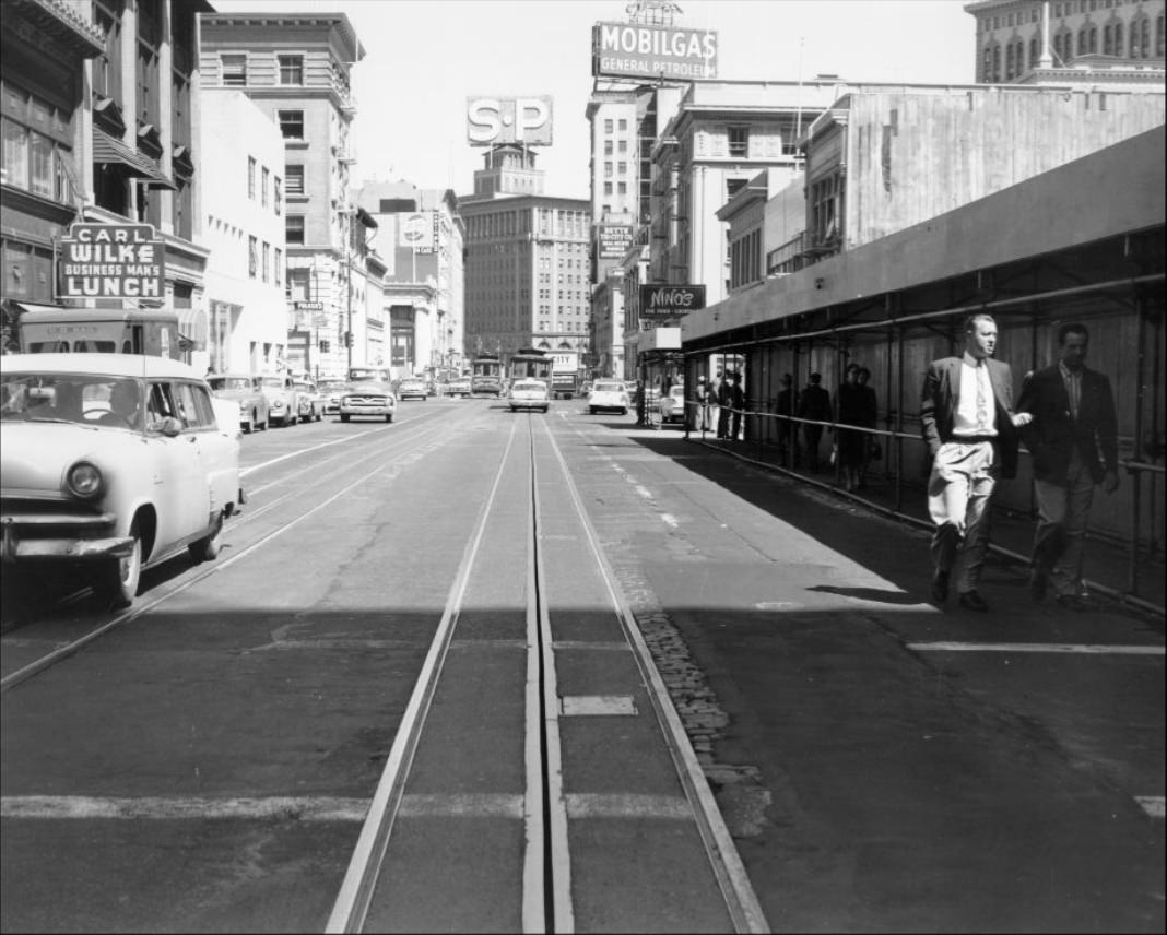 #88 View east on California at Battery, 1958.
