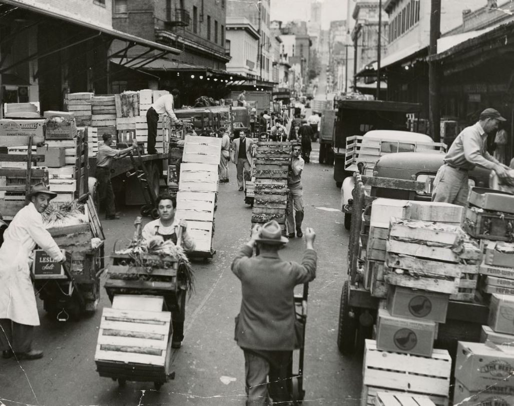 #90 Deliveries to produce markets on Washington Street, 1952.