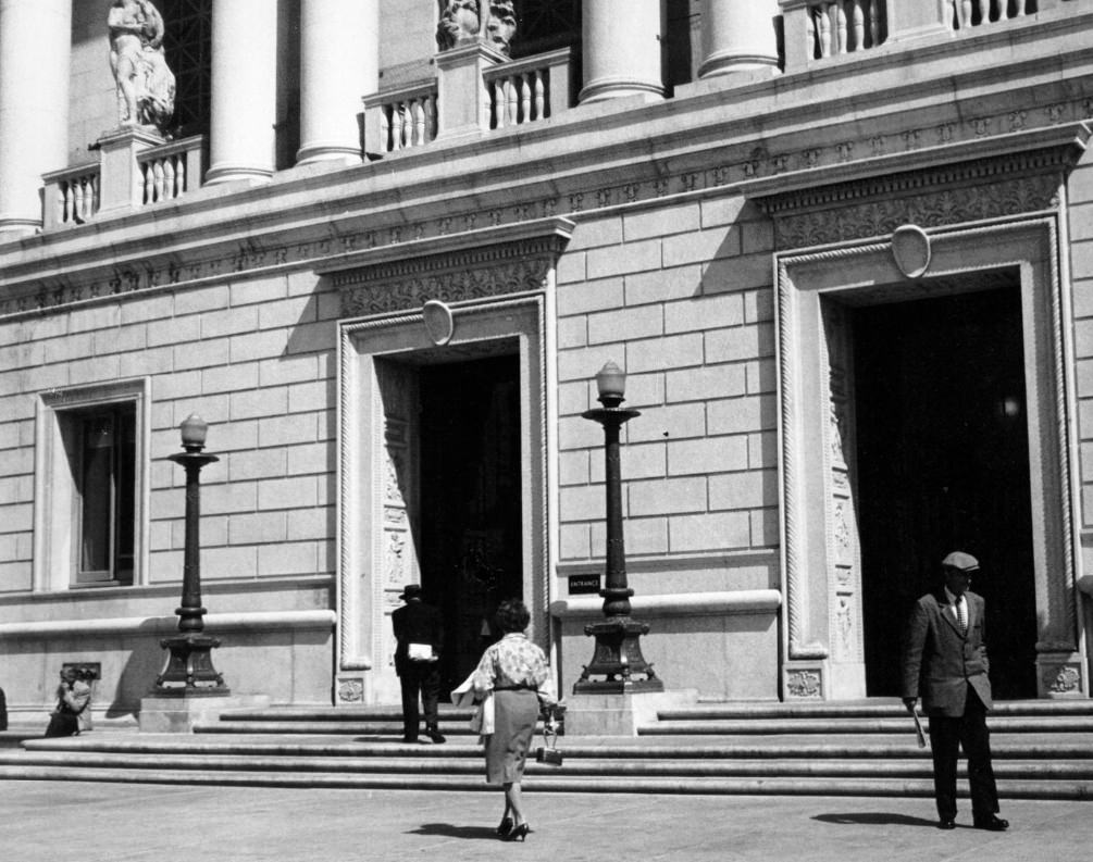 #112 Entrance to Main Library, 1960s.