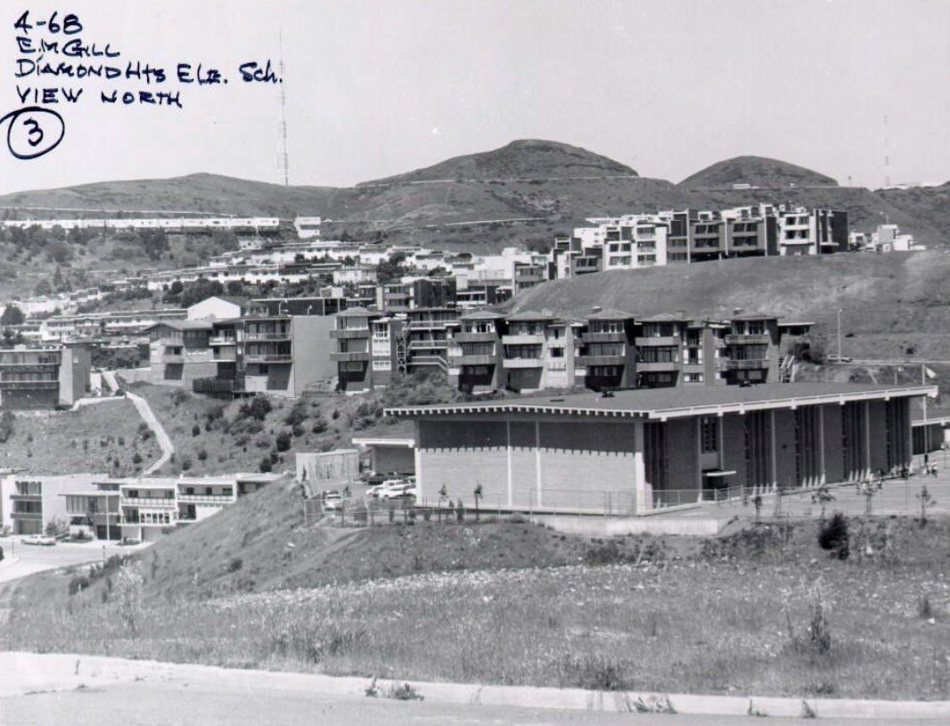 #131 Diamond Heights Elementary School, view north, 1968.