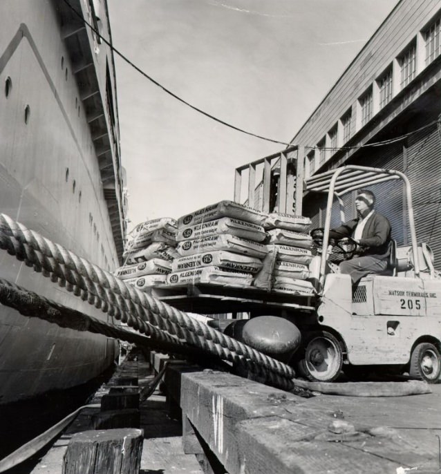 #138 Longshoreman Al Poli at the San Francisco waterfront, 1962.
