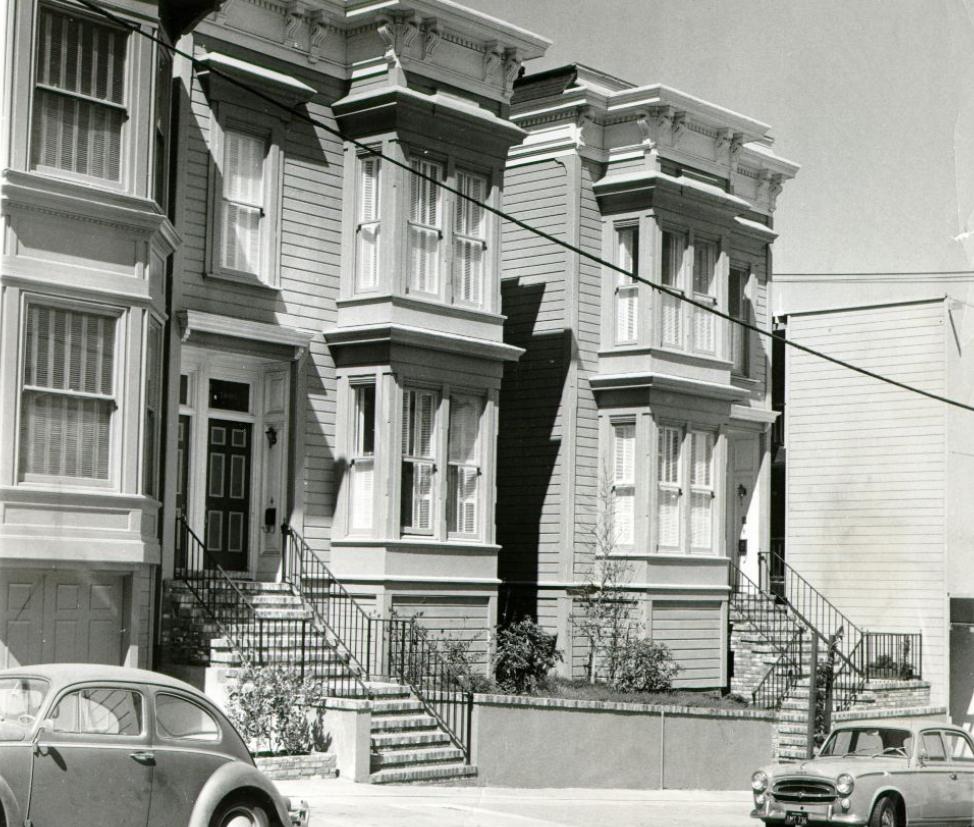 #140 Georgian houses on Sacramento Street, 1963.