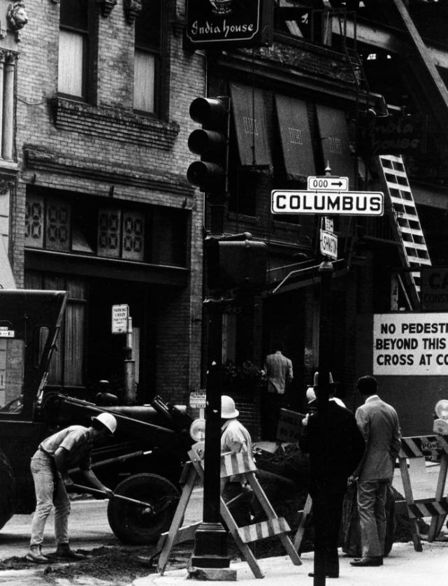 #143 Men working at Columbus Avenue and Washington Street, 1969.