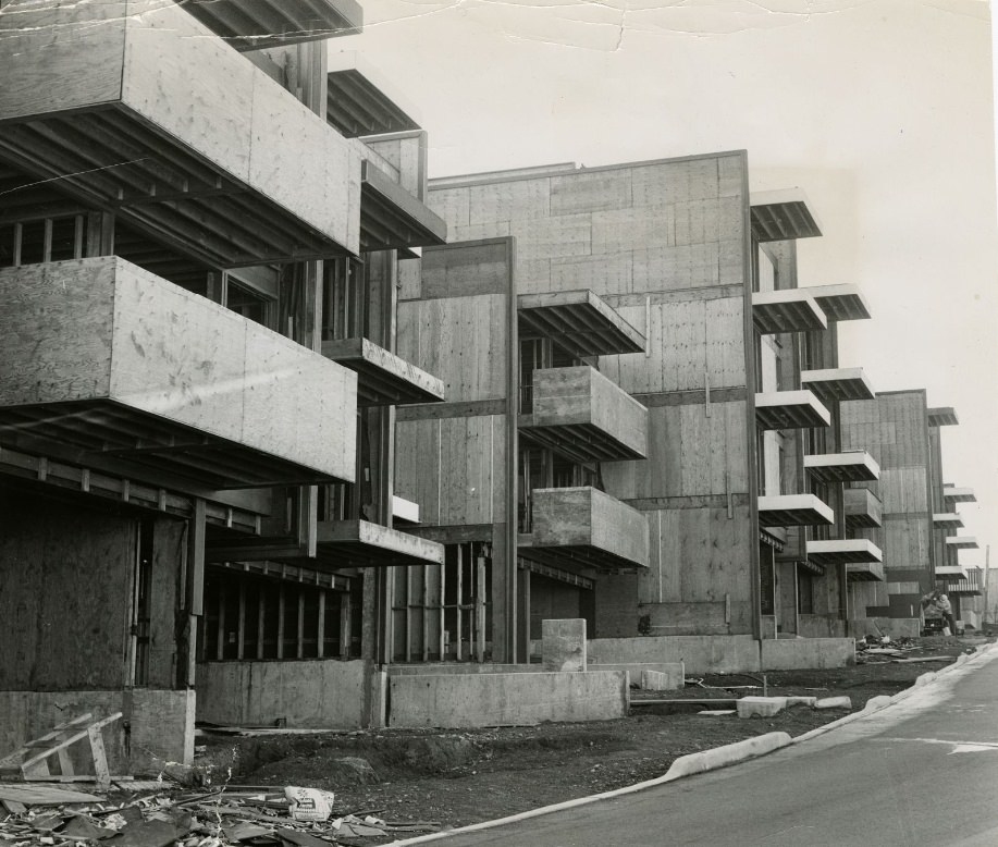 #160 Uncompleted townhouses on Red Rock Hill, Diamond Heights district, 1964.