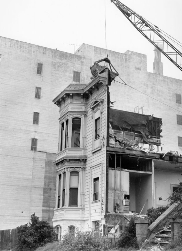 #168 Demolishing a home on Bush Street, 1963.