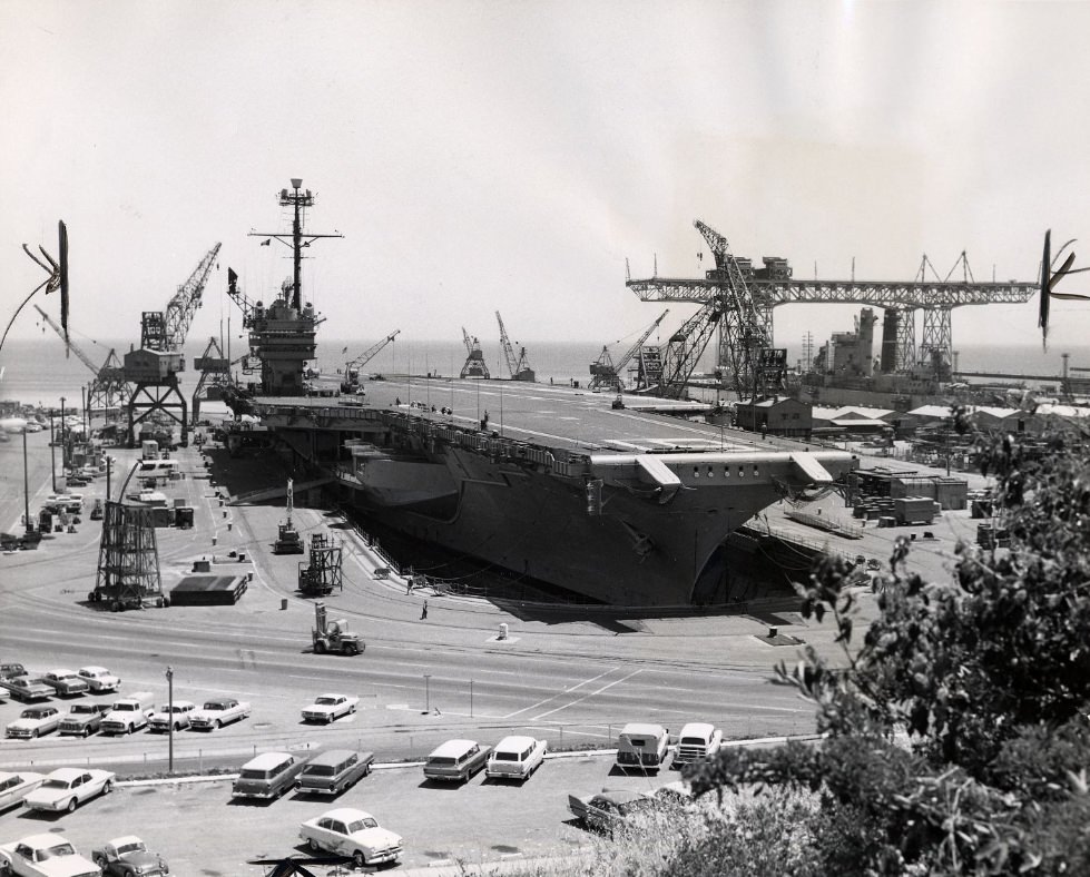 #172 Aircraft carrier repair at Hunters Point Naval Shipyard, 1963.