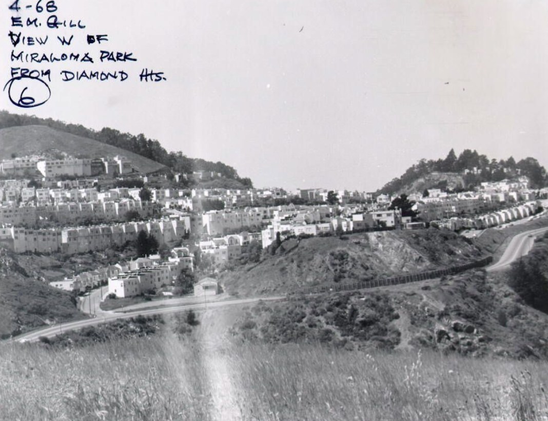 #180 View west of Miraloma Park from Diamond Heights, 1968.