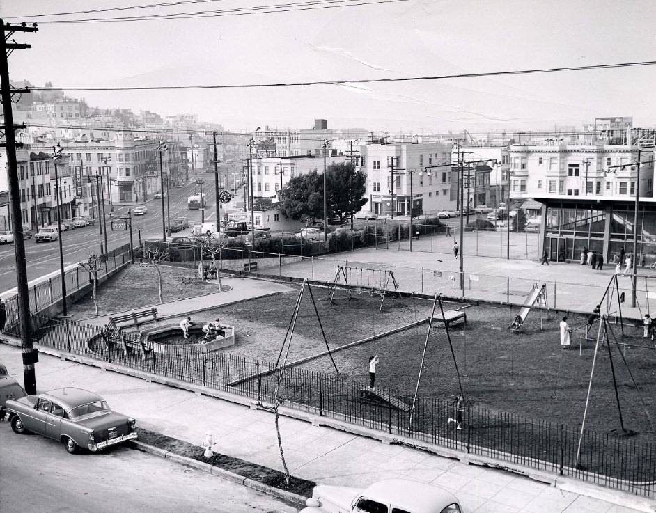 #63 North Beach Playground and Columbus Avenue, 1960s.