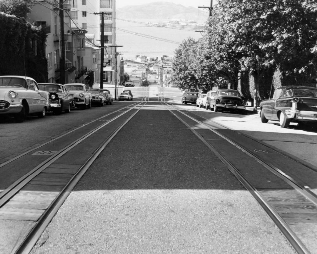 #65 View of Bay from top of Hyde Street hill, 1961.