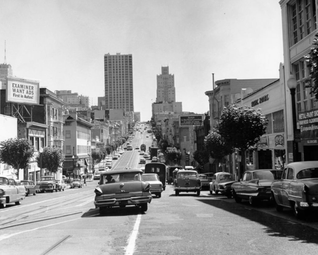 #73 California Street from Van Ness, looking east, 1964.