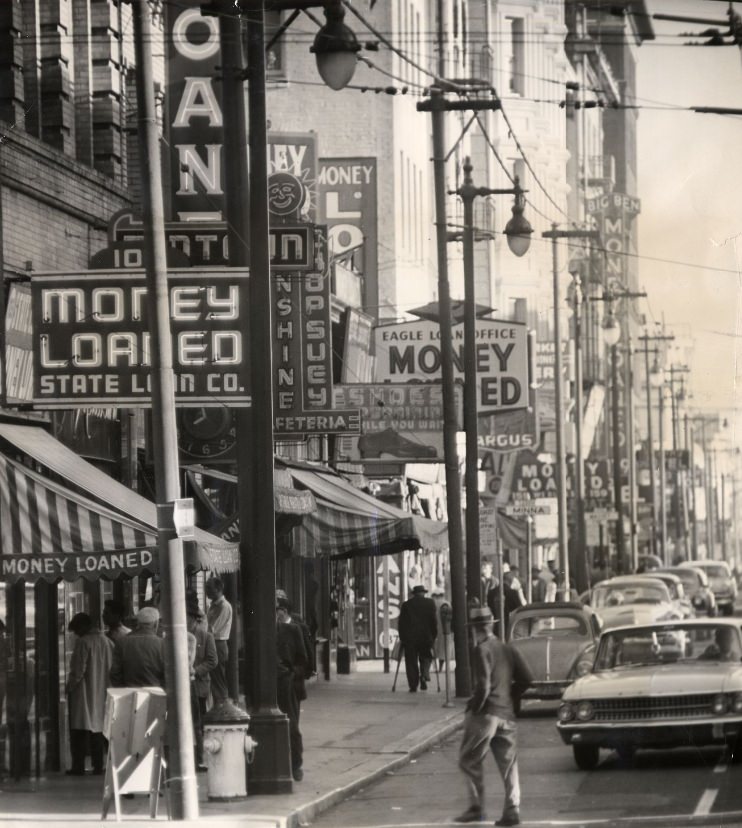 #76 Third Street looking south from Mission Street, 1961.