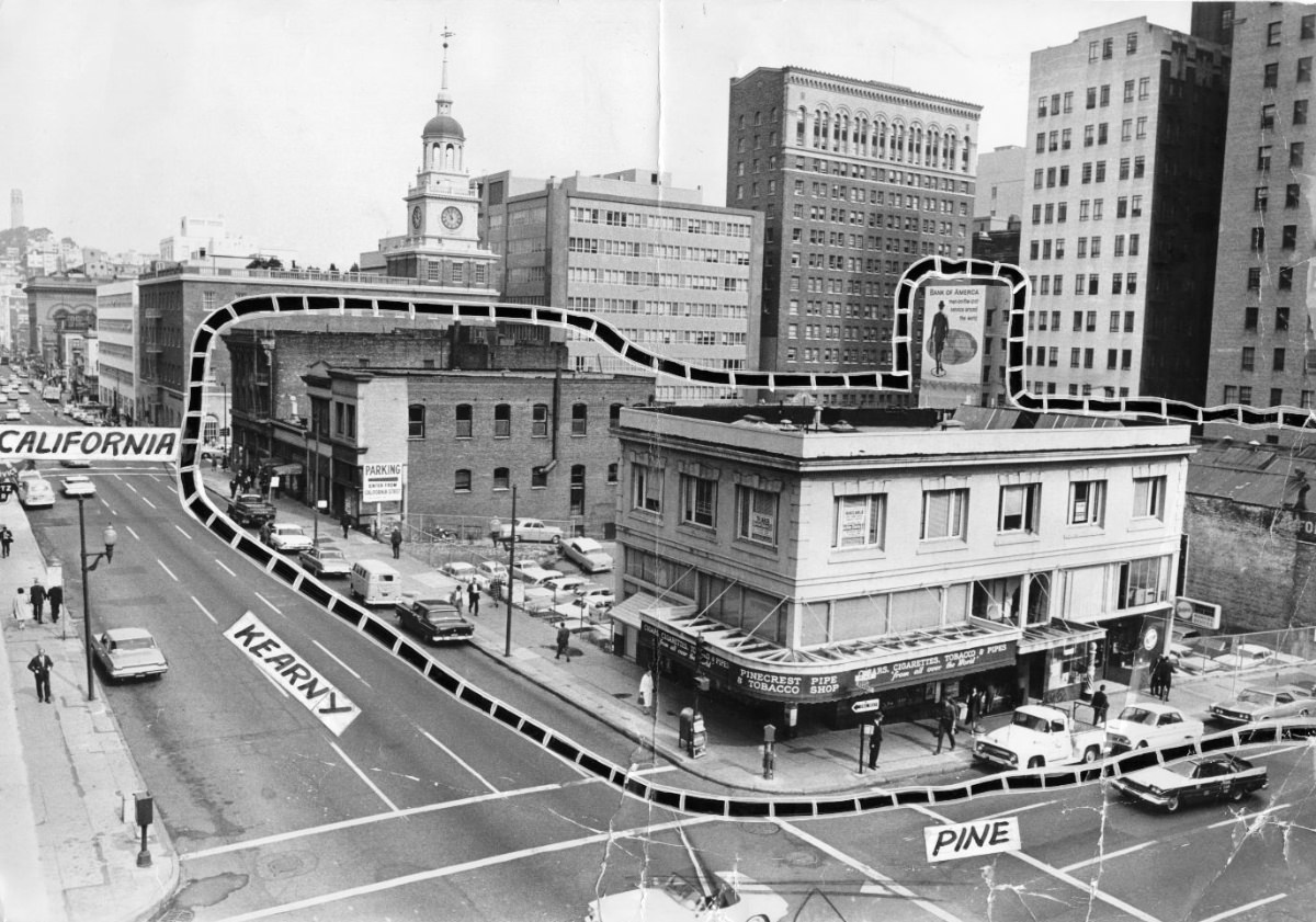 #79 Corner of Kearny and Pine streets, 1963.