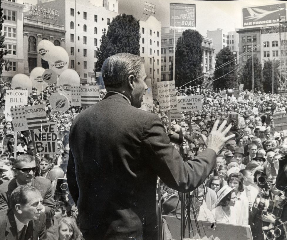 #88 William Scranton addressing a rally in Union Square, 1964.