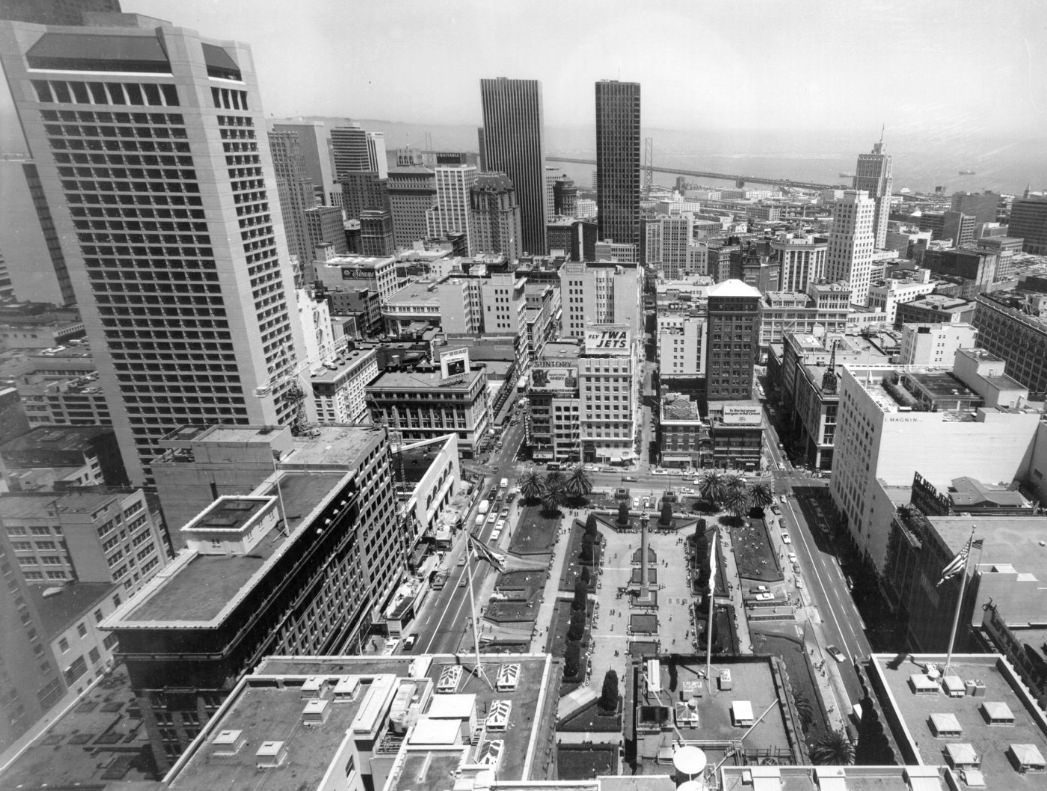 #63 View of Union Square Park from St. Francis Hotel, 1973.