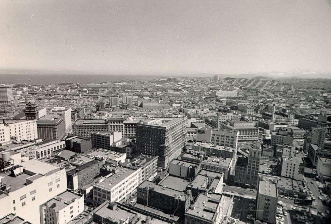 #177 View south from the St. Francis Tower, 1971.
