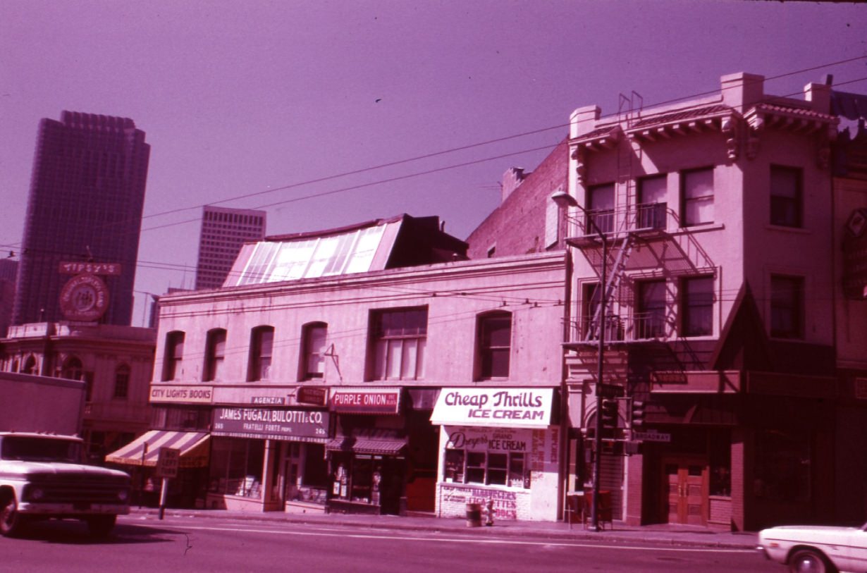 #193 View of Southeast corner of Columbus and Broadway, 1975.