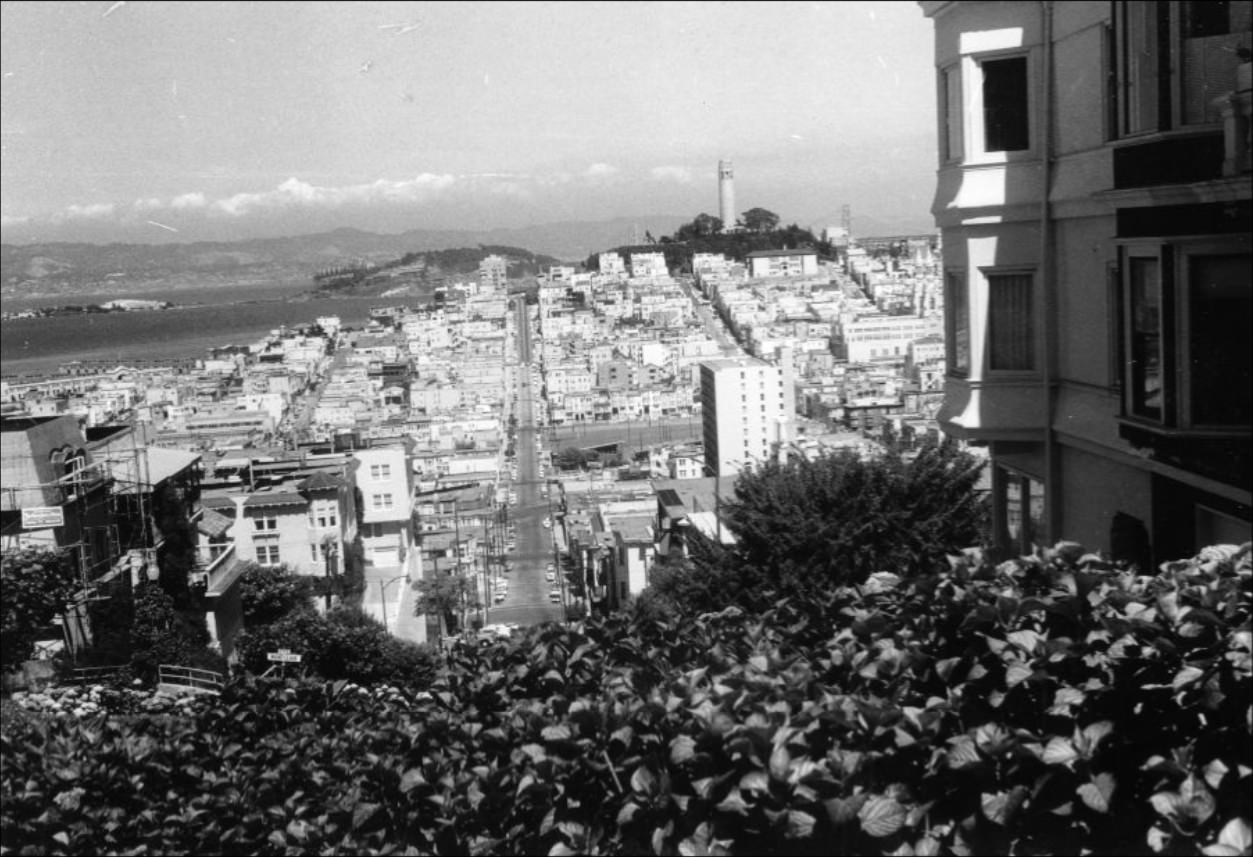 #16 View of Telegraph Hill and North Beach from Hyde and Lombard streets, 1970s.