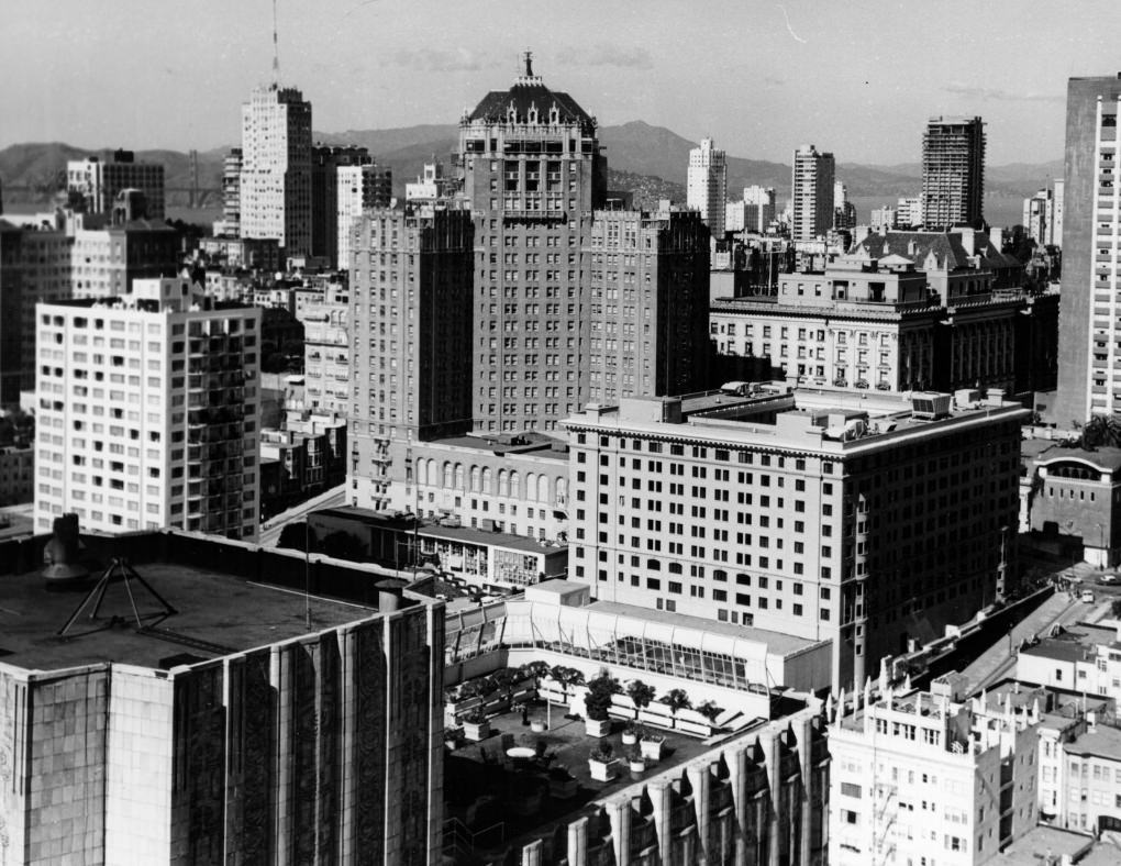 #25 View northwest from Union Square Hyatt House, 1973.