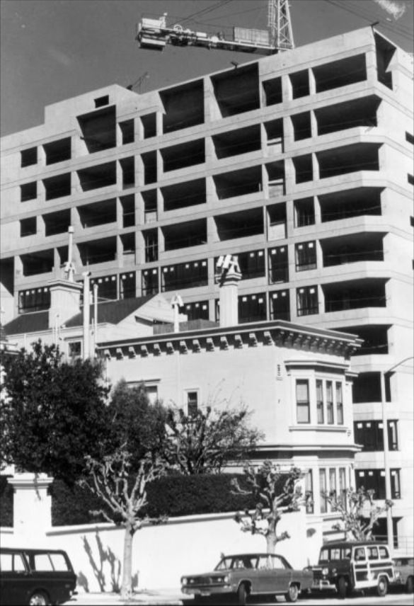 #28 California Street at Franklin, looking east, 1970s.