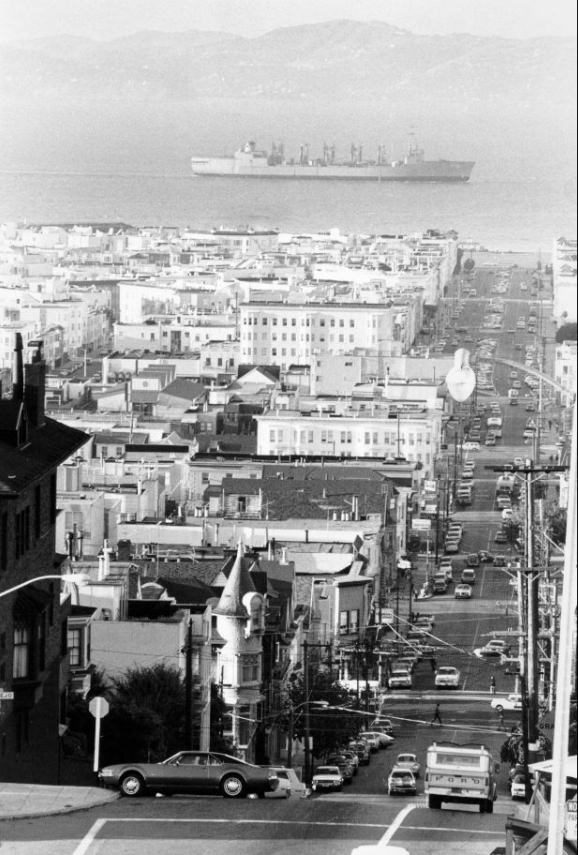 #143 View north from Fillmore Street at Vallejo Street, 1973.