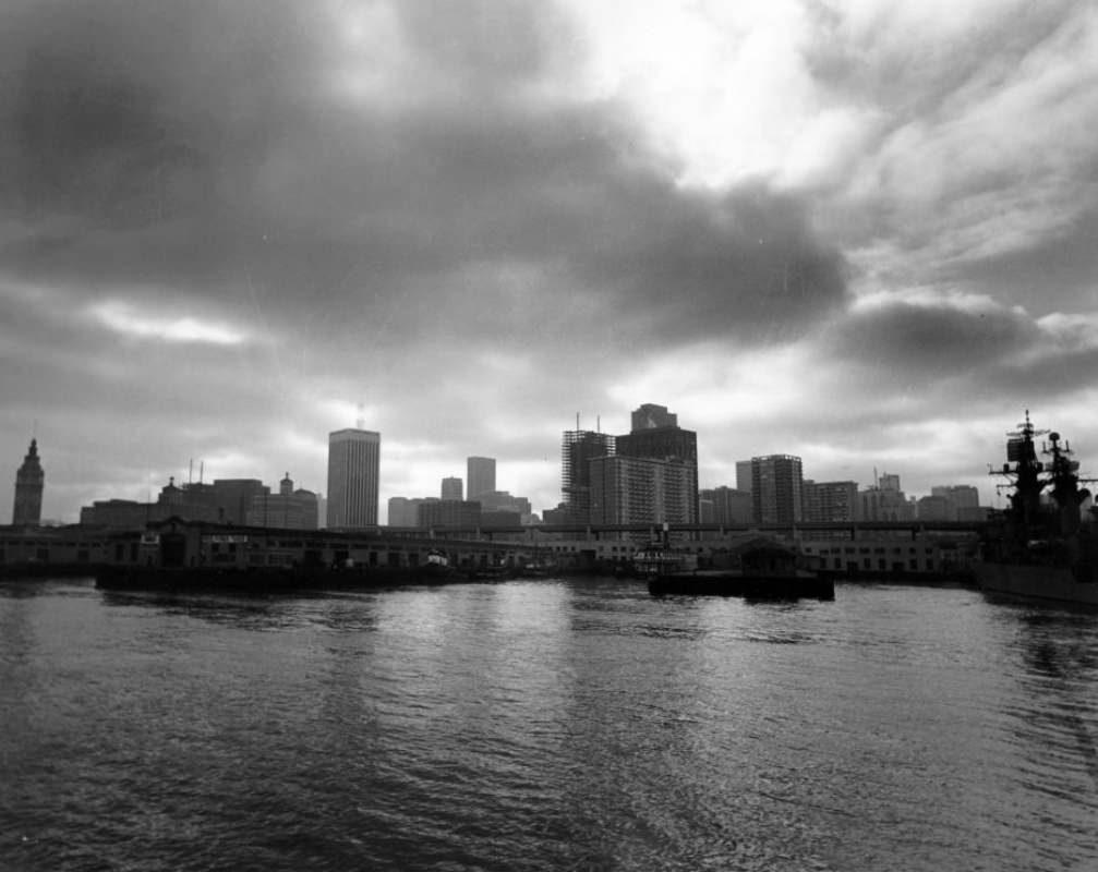 #8 View of the San Francisco waterfront from the bay, 1974.