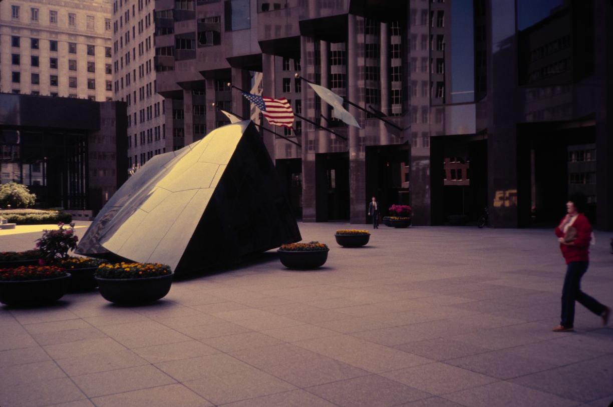 #98 Transcendence sculpture in front of the Bank of America Building, 1984.