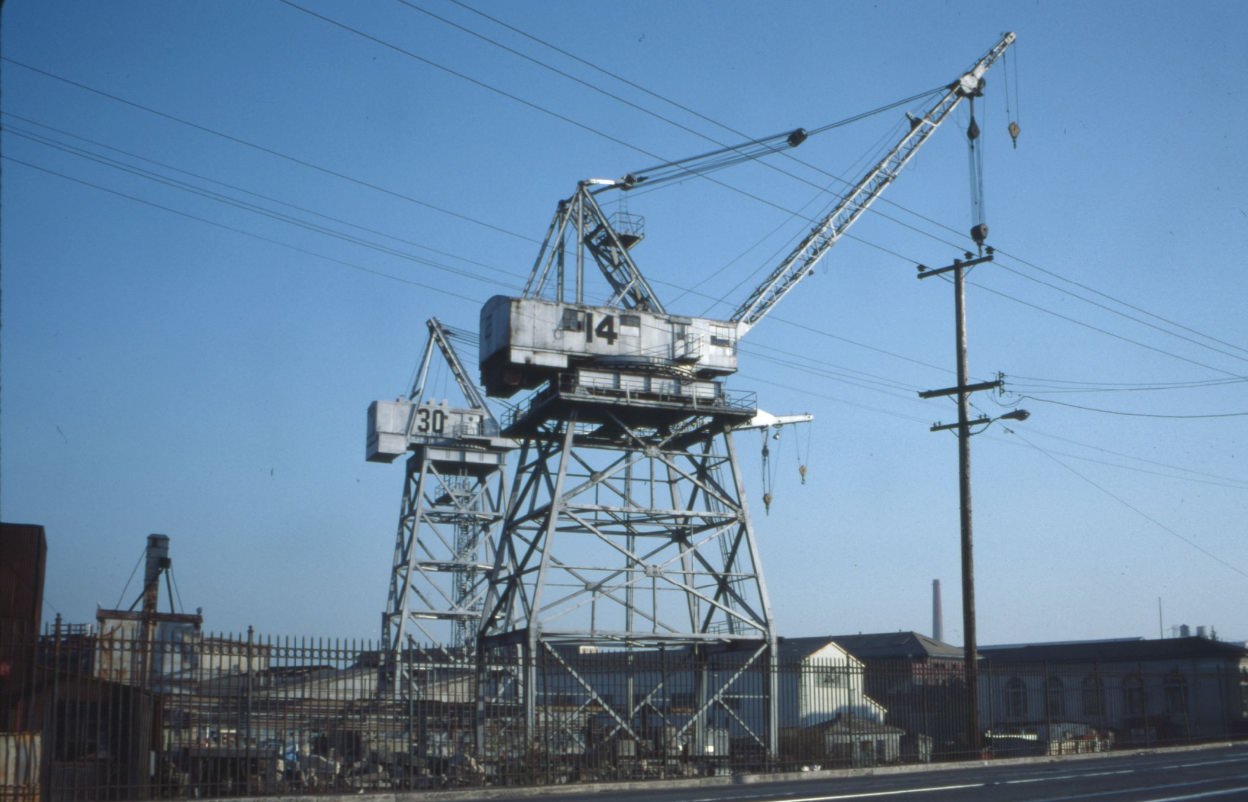 #110 Illinois Street, cranes at Todd Shipyards, 1989.